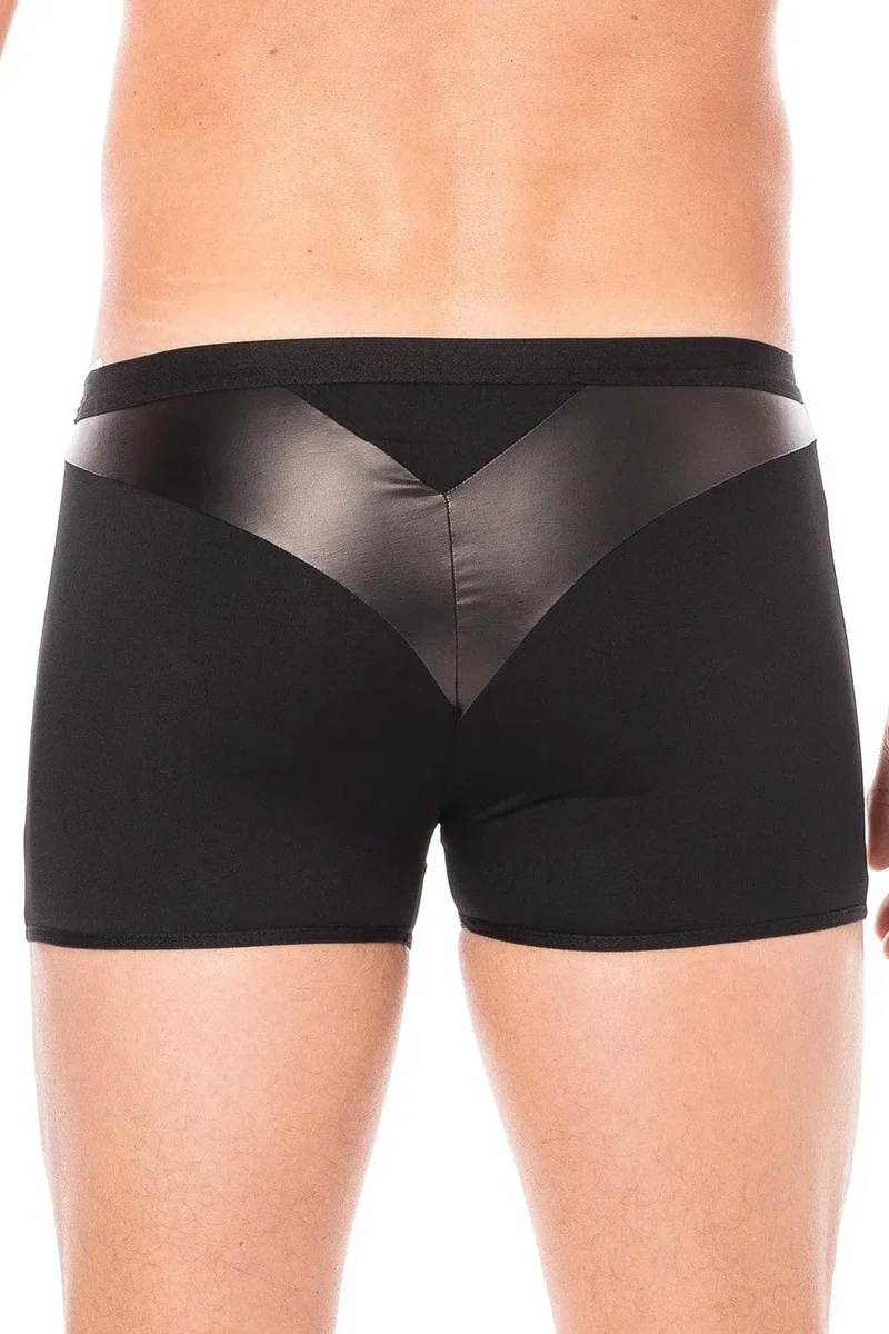 Caleçon boxer sexy homme simili cuir pointe bande opaque tissu doux extensible confortable audacieux esthétique moderne moulant