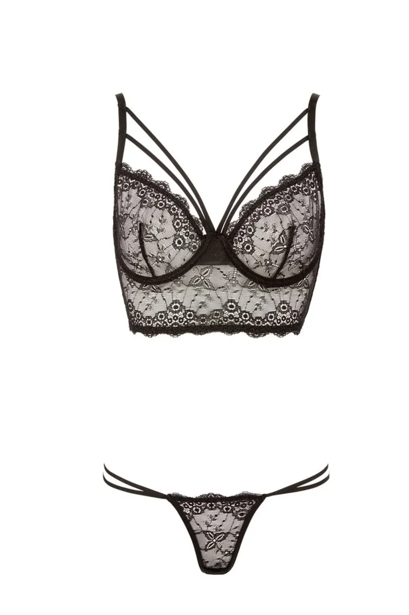 soutiengorge dentelle noire confortable maintien optimal armatures bretelles réglables brillantes transparence audacieuse design raffiné string assorti matériaux qualité durabilité