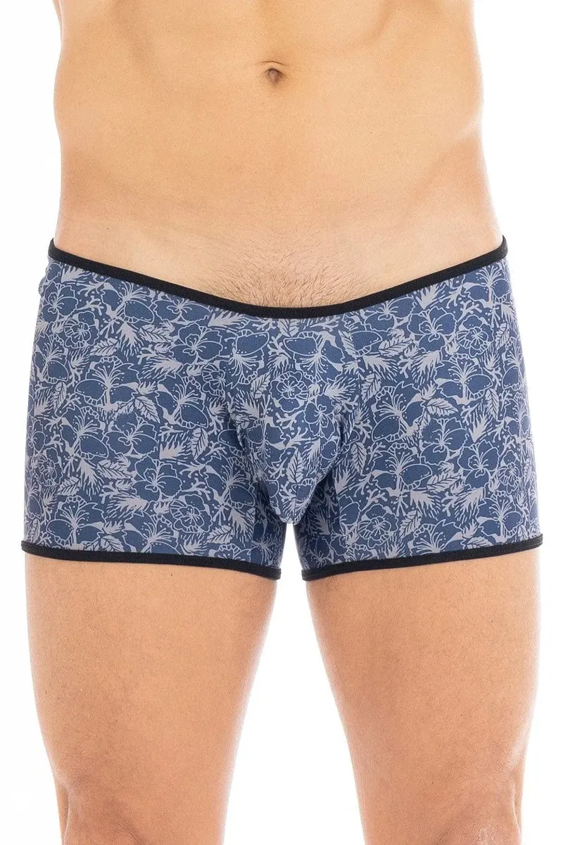 Boxer Homme Sexy Bleu Imprimé Feuilles Soyeux Doux Élégant Confortable Extensible Respirant Sculptant Maintien Qualité Supérieur Original Séduisant Élasticité Lingerie