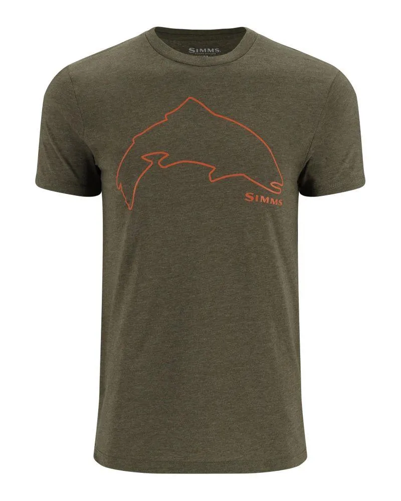 Trout Outline T-Shirt Loden Heather
