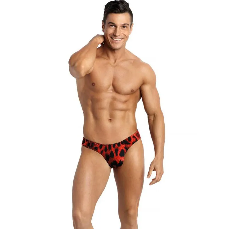 string homme rouge microfibre imprimé animal séduction confort luxueux douceur élasticité maintien ajustement élégant audacieux tailles M L XL