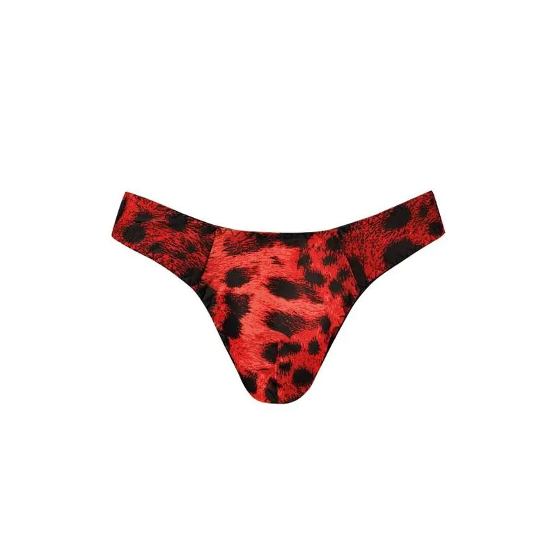 string homme rouge microfibre imprimé animal séduction confort luxueux douceur élasticité maintien ajustement élégant audacieux tailles M L XL