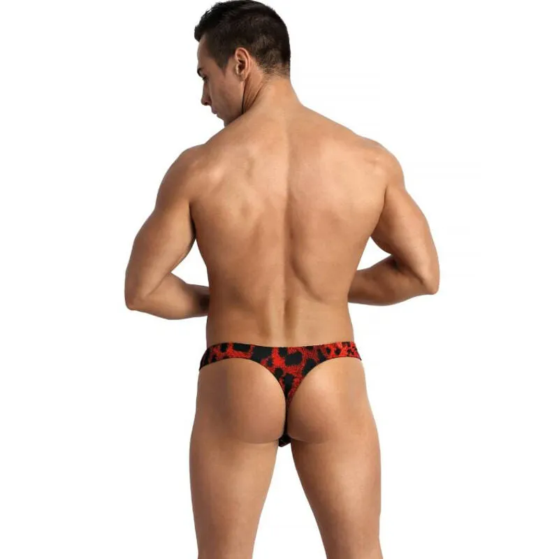 string homme rouge microfibre imprimé animal séduction confort luxueux douceur élasticité maintien ajustement élégant audacieux tailles M L XL