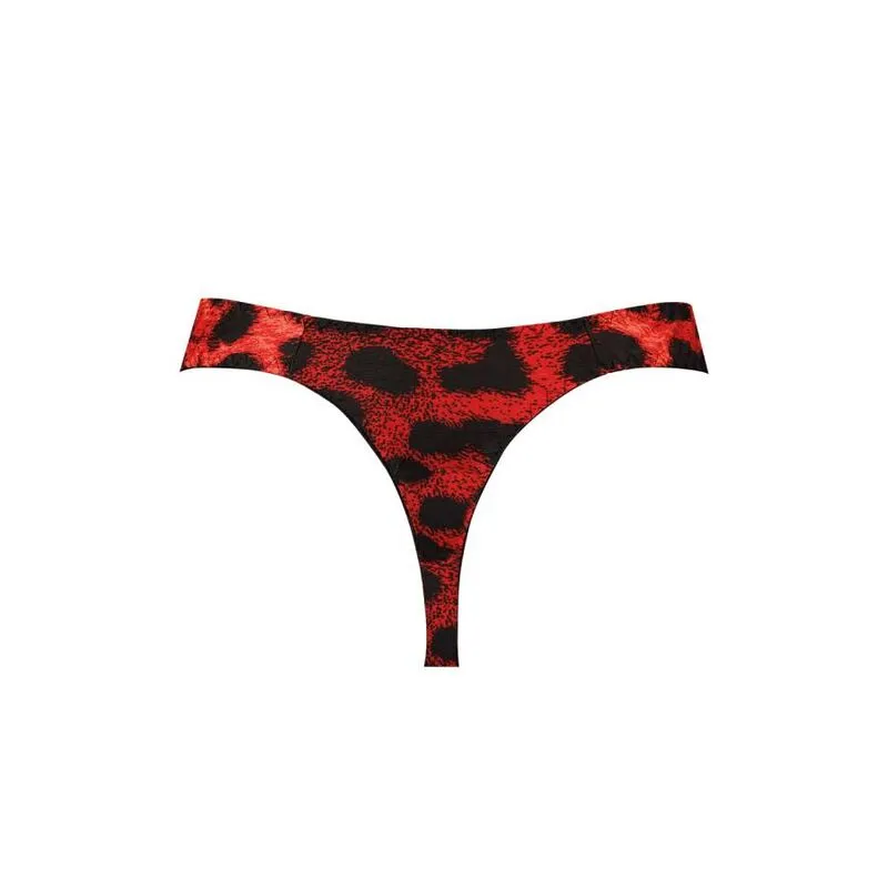 string homme rouge microfibre imprimé animal séduction confort luxueux douceur élasticité maintien ajustement élégant audacieux tailles M L XL