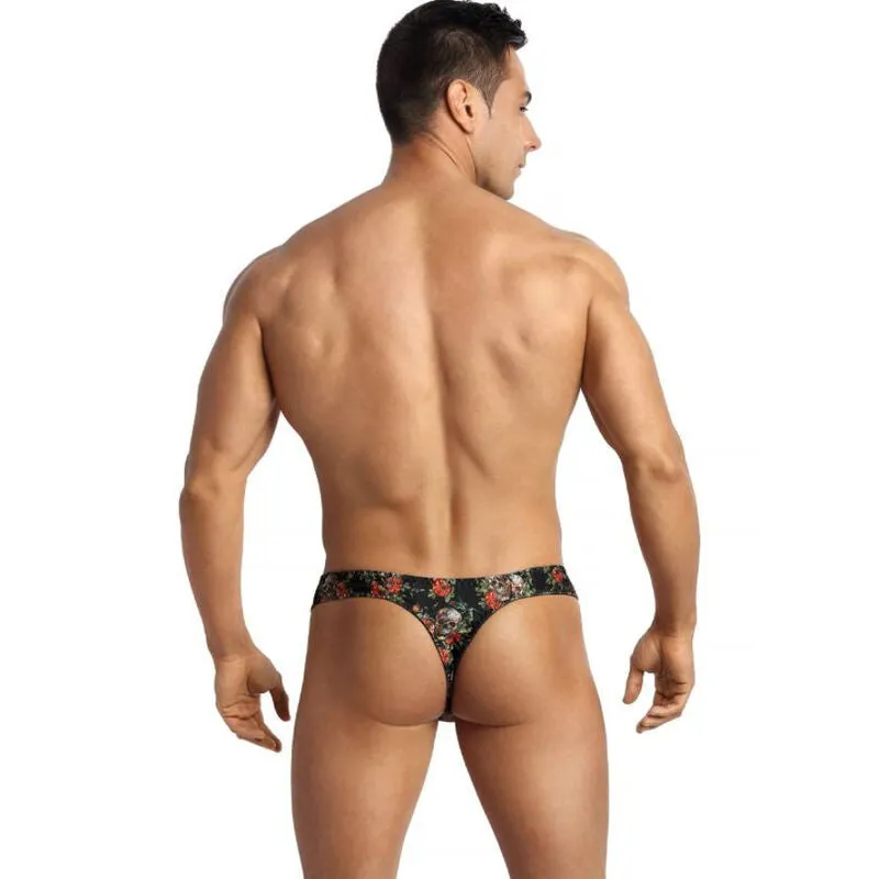 string homme confortable doux extensible maintien élastique imprimé roses crânes audacieux séduction raffiné européen haute qualité tailles multiples ajustement parfait