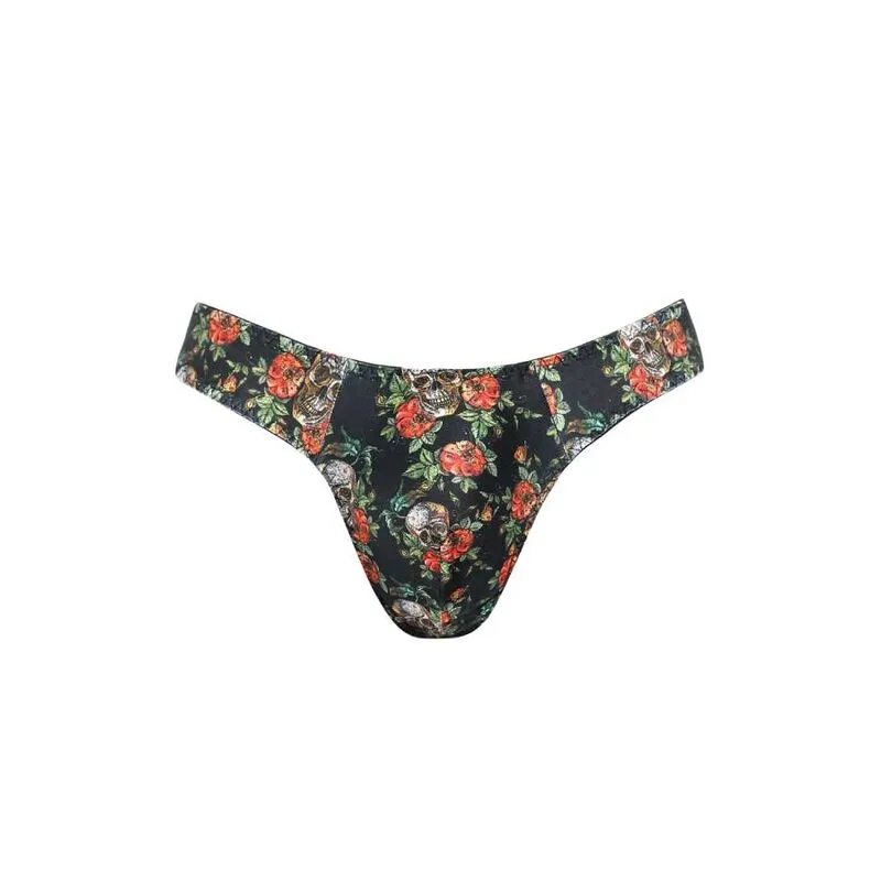 string homme confortable doux extensible maintien élastique imprimé roses crânes audacieux séduction raffiné européen haute qualité tailles multiples ajustement parfait