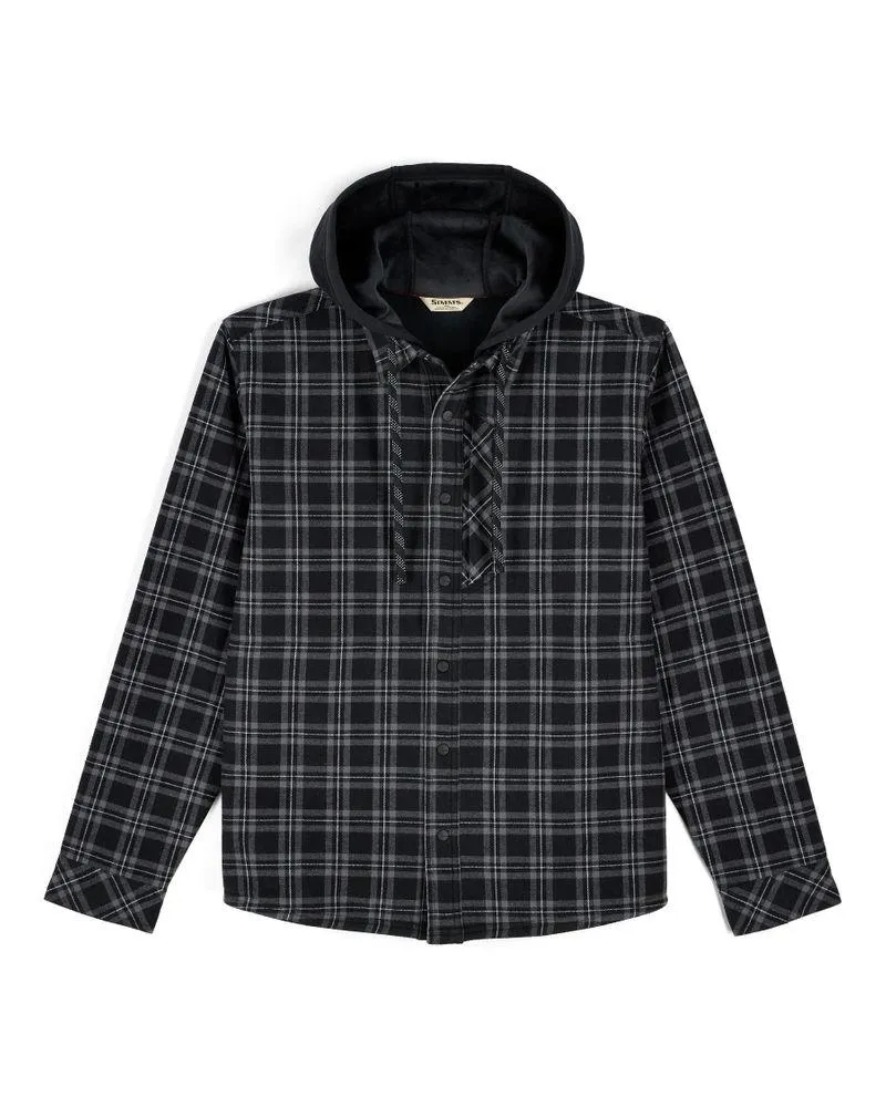 Coldweather Hooded Shacket Wkmup Plaid: Black