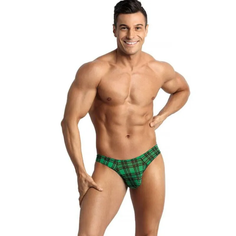 slip sexy homme lycra doux vert noir carreaux coupe ajustée confort maintien bande élastique large qualité supérieure durable fabrication européenne
