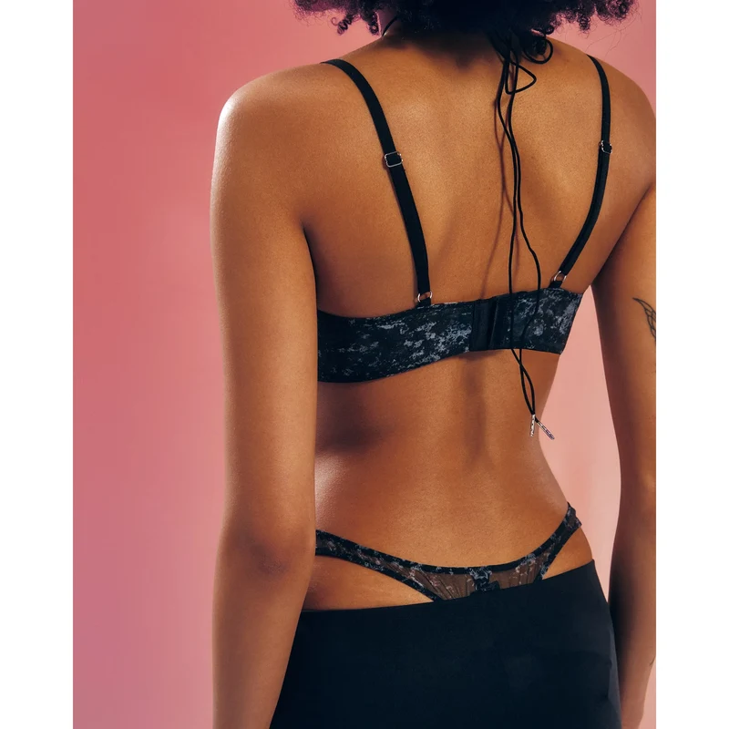 string ouvert maille transparente argenté armatures soutien motif unique élégant confortable élastique sans crochet bordures élastiques fabriqué UE tailles multiples
