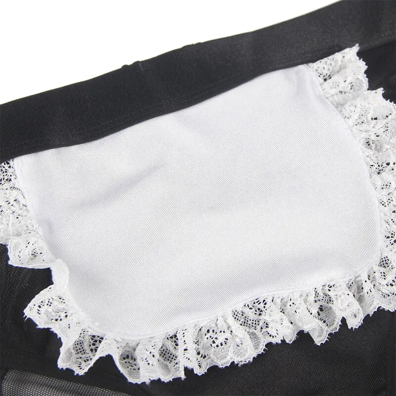 costume sexy servante lingerie noire blanche grande taille LXL femme voluptueuse audacieuse confortable extensible douce collier culotte provocante