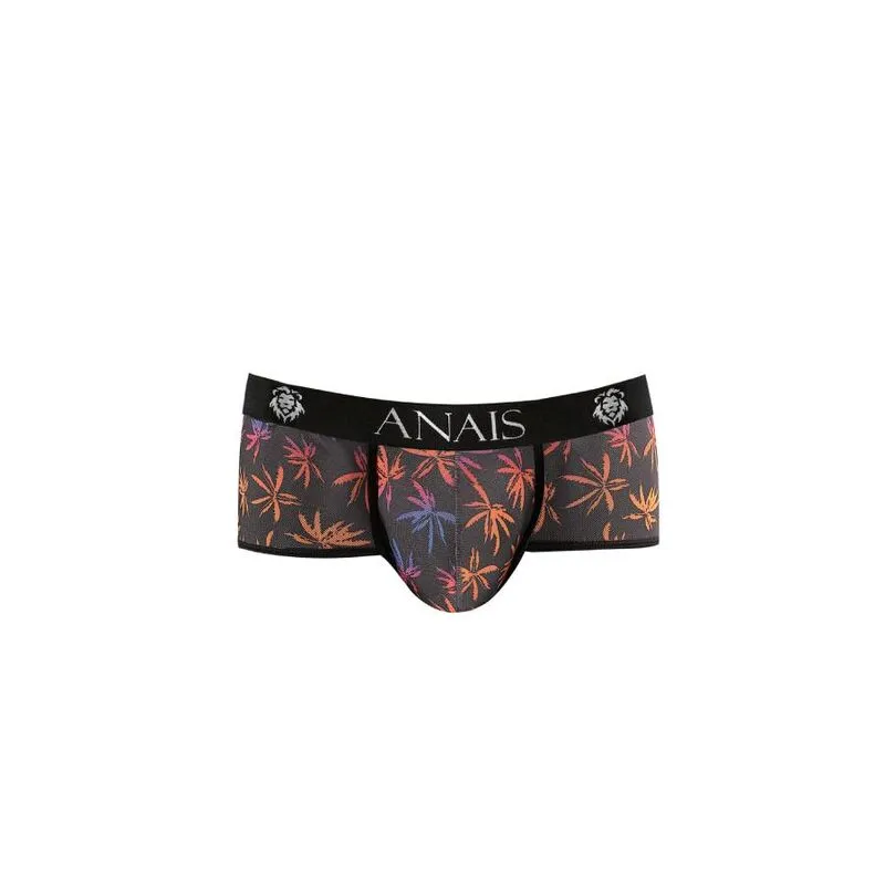 tulle noir slip sportif imprimé palmiers lingerie sexy hommes respirant extensible doux coupe courte maintien confortable fabrication européenne matière élasthanne
