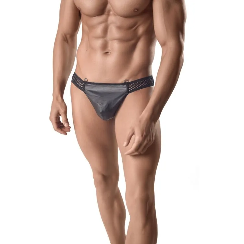 string homme noir sexy cuir résille haute qualité Anais 3XL polyamide élasthanne élastique durable ajustement parfait fabrication européenne sensualité