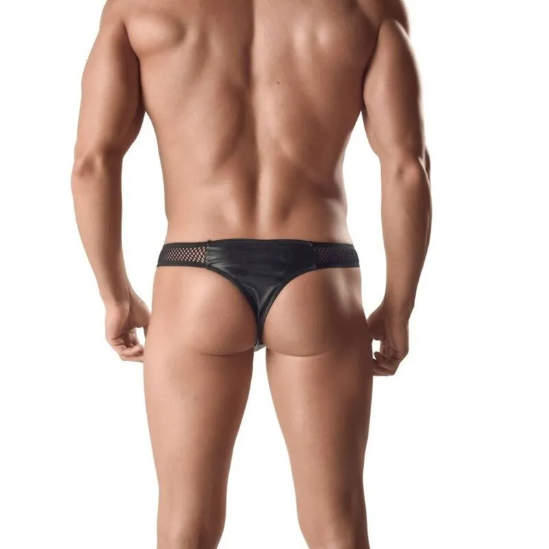 string cuir résille noir homme sexy confortable haute qualité ajustement parfait extensible respirant durable européen taille XXL