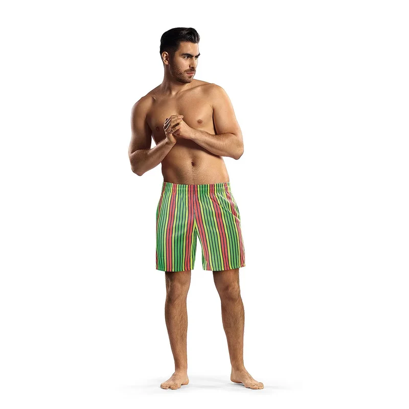 Slip de bain coloré model 182806 Lorin motif rayures verticales polyamide 100% doublé ceinture élastique poches latérales