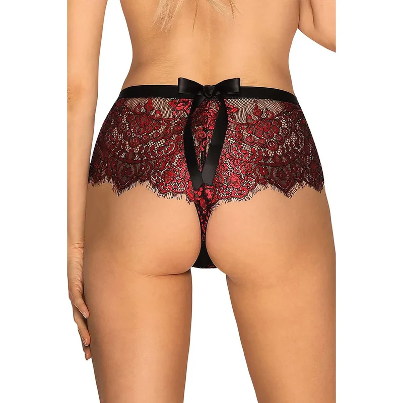 shorty dentelle rouge modèle 160905 sexy confortable féminin élégant transparent floral délicat ceinture renforcée maintien respirable quotidien soirée romantique séduisant