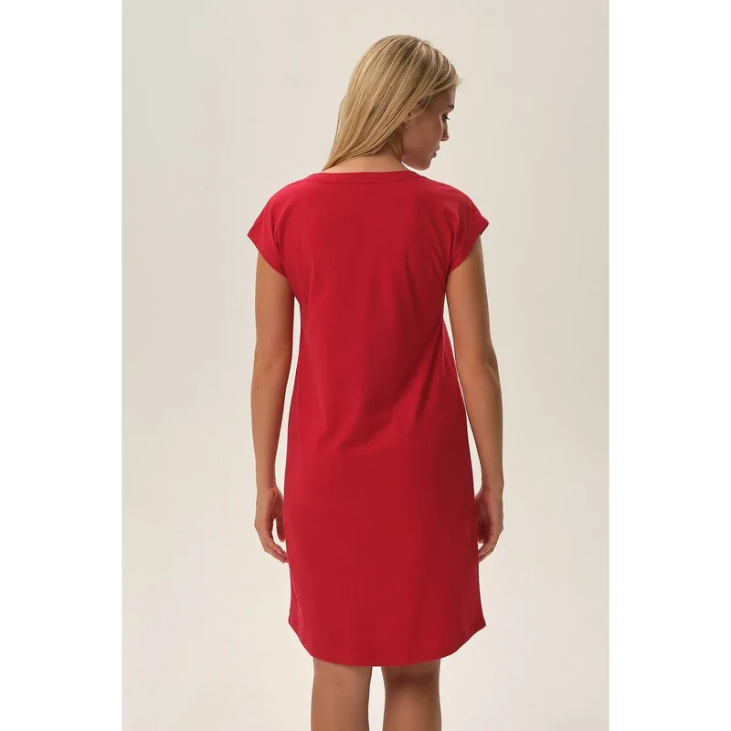 Chemise de nuit rouge motif Noël flocons neige inscription Christmas Loading 203660 Henderson coton 100% confort nocturne féminin