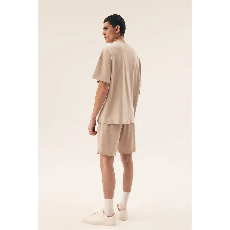 Pyjama model 208612 Henderson pyjama homme confort style moderne t-shirt manches courtes col rond short sans poches ceinture élastique