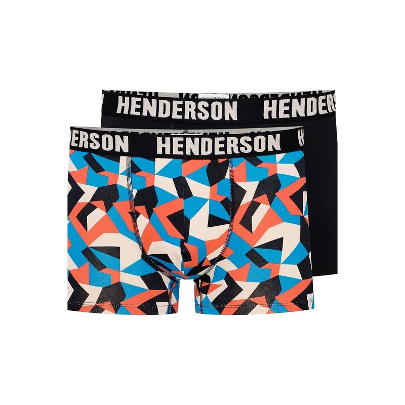 Boxer homme élégant Henderson motif géométrique bleu rouge rose blanc coton élasthanne extensible confortable ajustement maintien durable