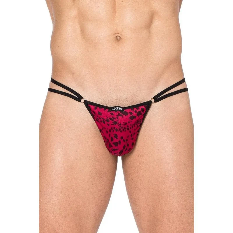 string garçon noir rouge imprimé rose panthère double ficelles coupe stylé confortable polyamide élasthanne moulant audacieux