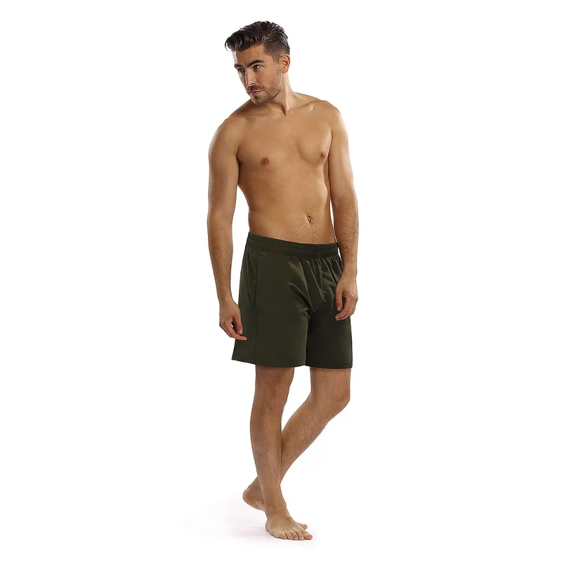 Short de bain hommes élégant polyamide 100% taille élastiquée poches latérales plage piscine bien-être intime discrétion