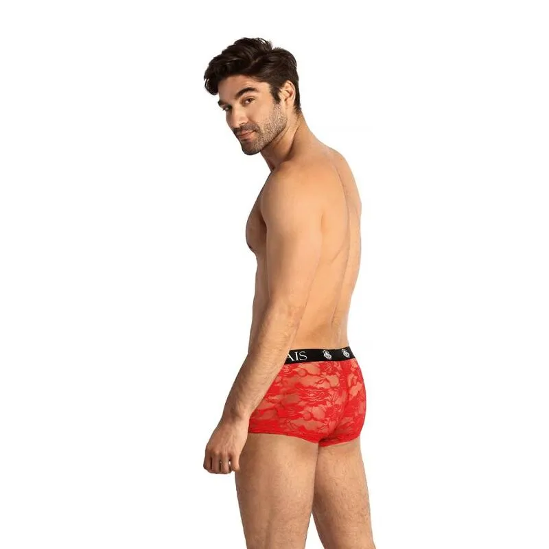 boxer homme dentelle rouge imprimé fleuri ajustement parfait coupe sportive jambes longues maintien optimal confort élasticité lycra polyester Anais