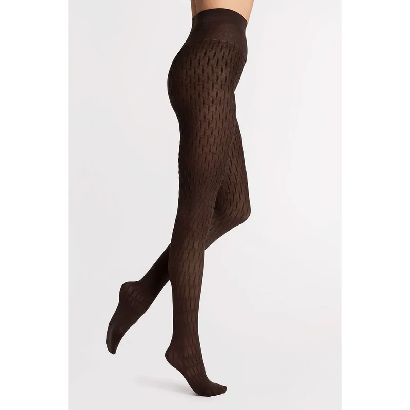 Collant model 218759 Fiore - Lingerie élégante opaques texture relief 3D matière nylon élasthanne ajustement parfait ceinture renforcée