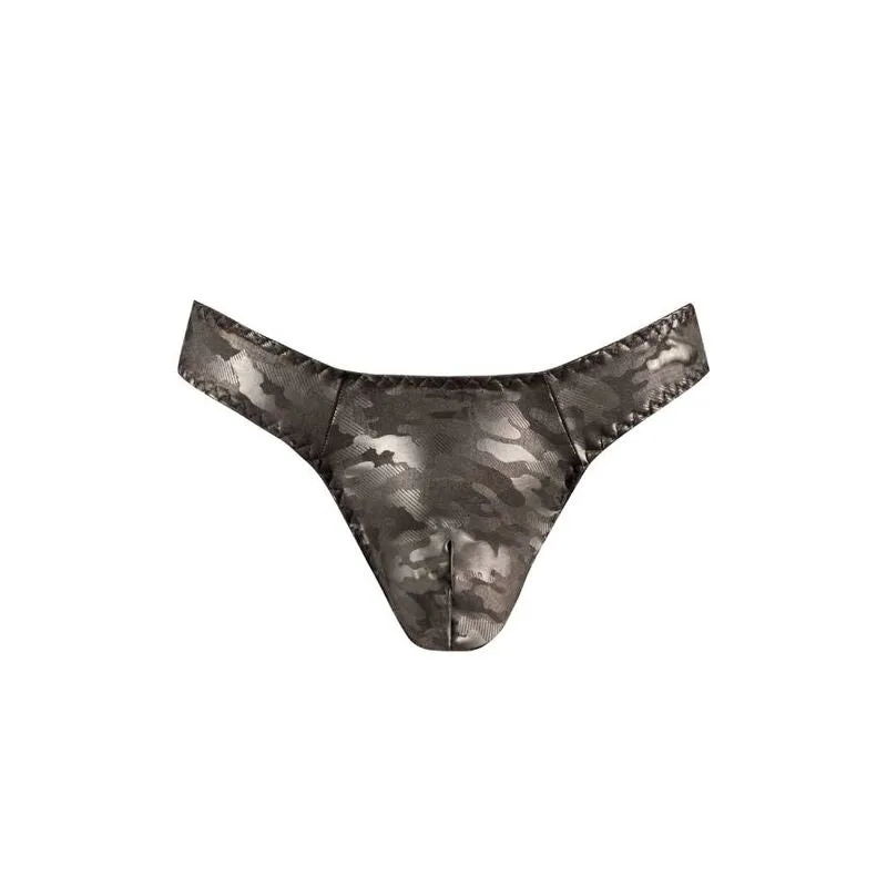 string homme microfibre imprimé militaire confortable sexy audacieux élégant élastique ajustable doux respirant maintien silhouette sculptant européen finition