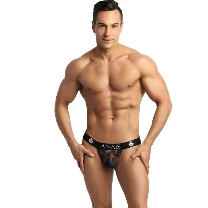 jockstrap homme tulle noir imprimé palmiers ajustement parfait sexy Anais confort élasticité doux séduisant audacieux révélateur silhouette