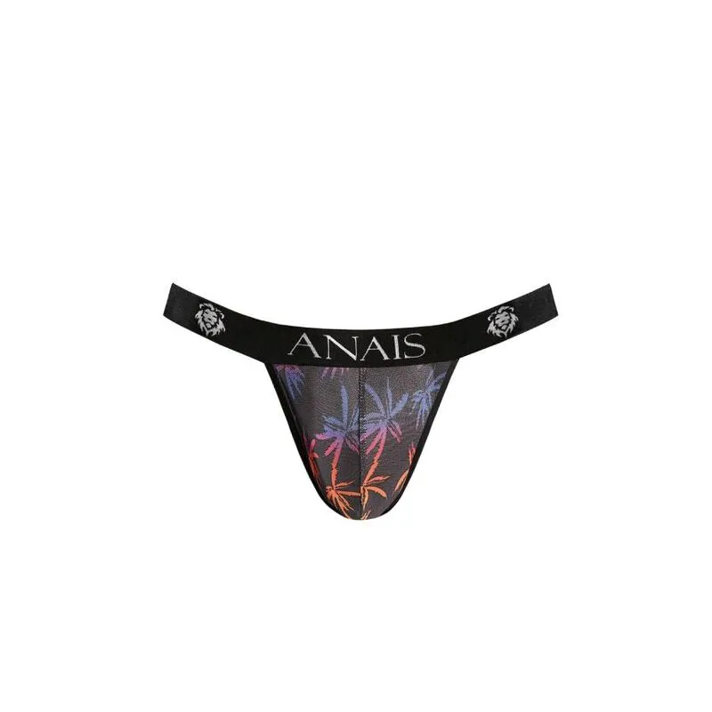 jockstrap homme tulle noir imprimé palmiers ajustement parfait sexy Anais confort élasticité doux séduisant audacieux révélateur silhouette