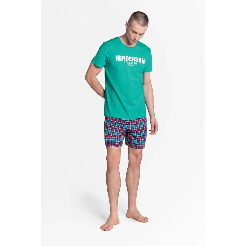 Pyjama homme Henderson model 151500 deux pièces confortable manches courtes short carreaux collection printanière élégant lingerie intime
