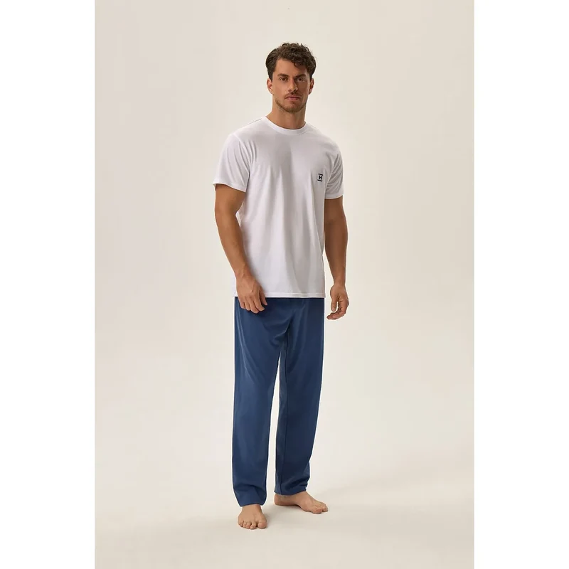 Pyjama Henderson homme érotique coton aéré respirant confortable doux élégant intemporel détente intime manches courtes pantalon ample élastique taille hypoallergénique