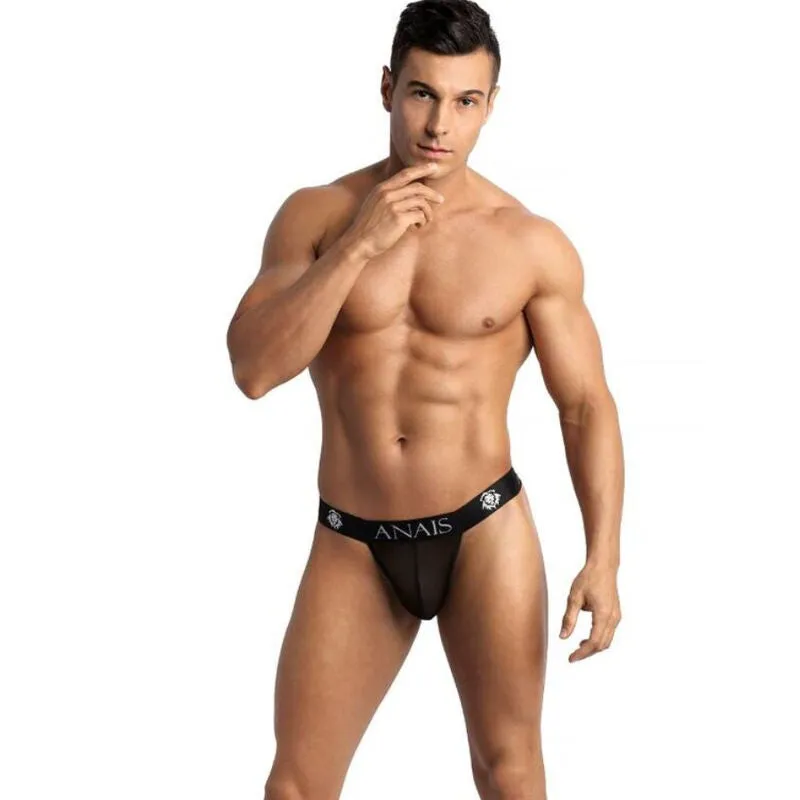 suspensoir homme érotique noir finitions élégantes ajustable confortable maintien sculptant tulle translucide string coupe révélant fesses séduisant Anais