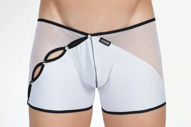 Boxer bicolore fausse fermeture éclair cinq pressions latérales polyamide élasthanne extensible confortable moderne sexy discret élégant ajusté durable