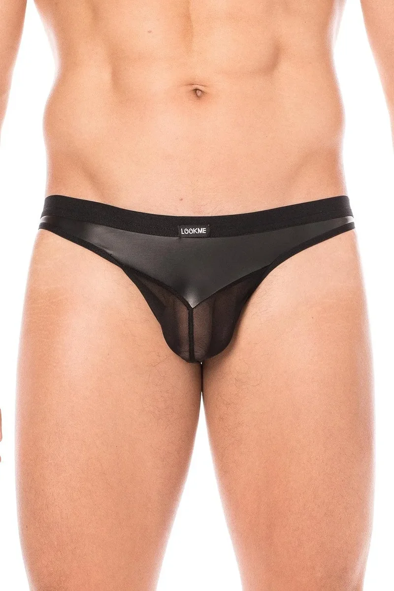 suspensoir séduisant résille simili cuir noir poche transparente brillant élastique confortable moulant audacieux sensuel exclusif masculin extensible