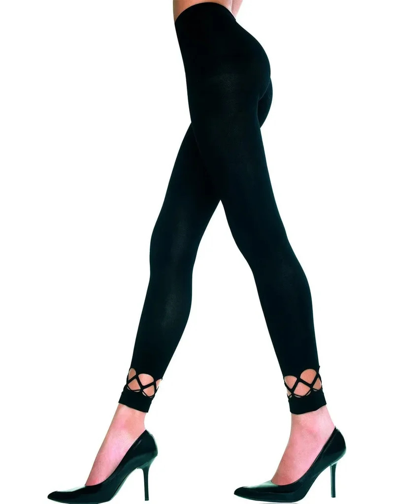 legging noir moulant ajouré chevilles nylon extensible seconde peau opaque confortable doux maintien silhouette chic polyvalent