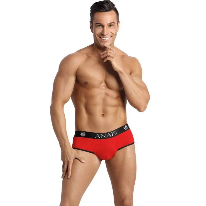 bikini slip homme microfibre rouge bordure noire ouvert sexy confortable moulant doux extensible élasthanne ajustement européen confection polonaise taille S