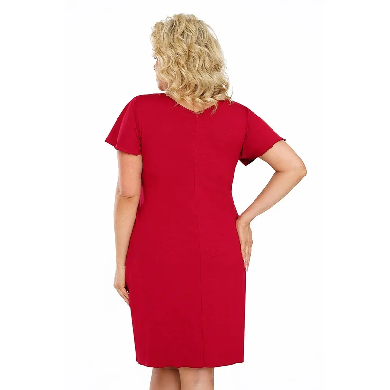 nuisette érotique dentelle tulle manches courtes décolleté profond soulignant silhouette viscose élasthanne polyamide doux fluide confortable rouge grande