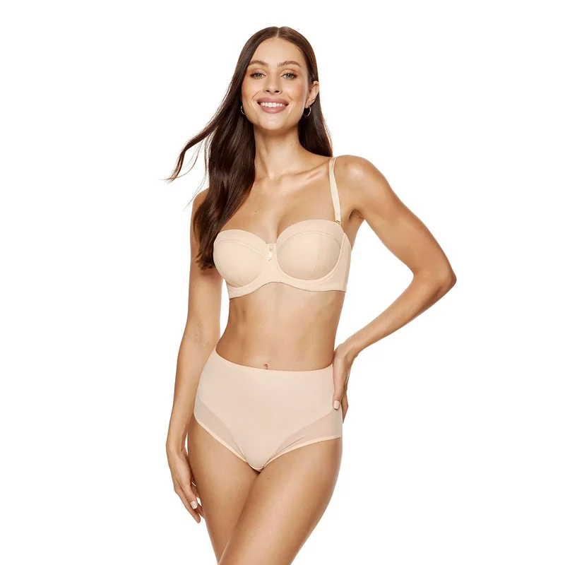 Soutien-gorge balconnet beige nude tailleur haute lingerie féminine confort support elegance discrétion quotidien soirée