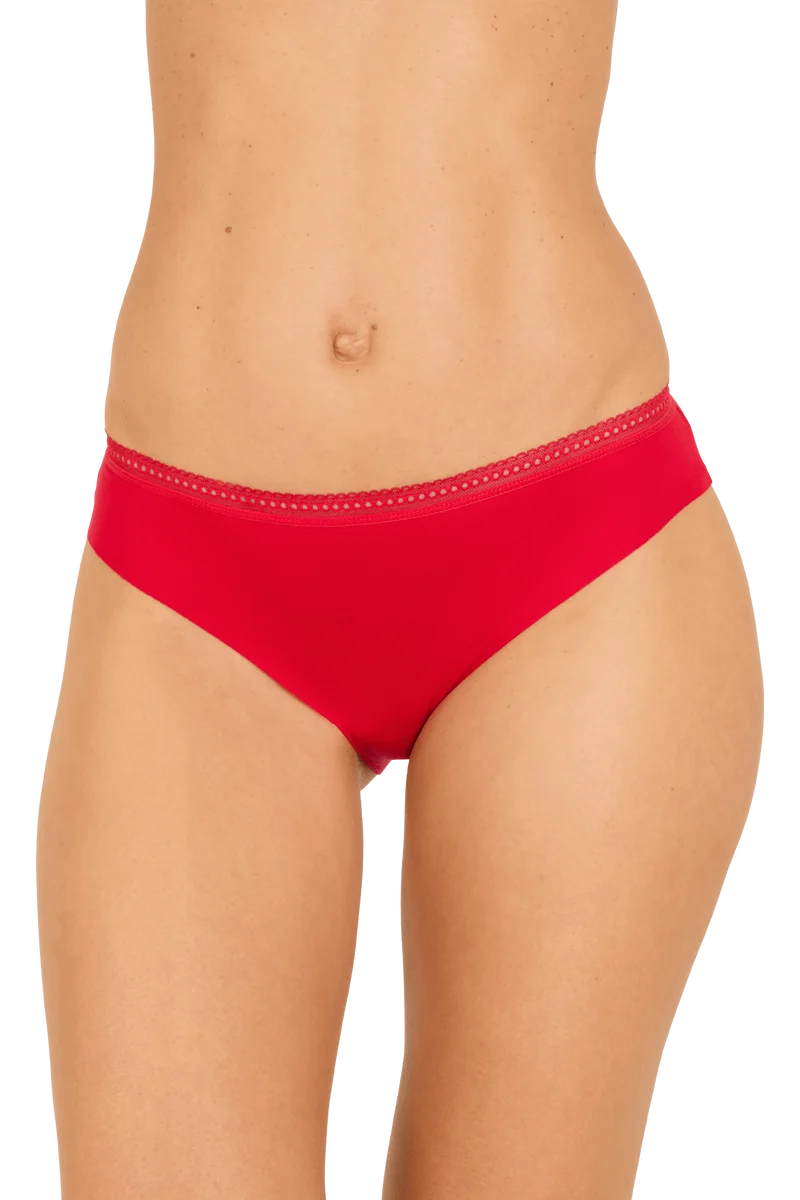 Lot de 3 Slips - Trio Invisible Modal - Rouge ardent / poudre / noir