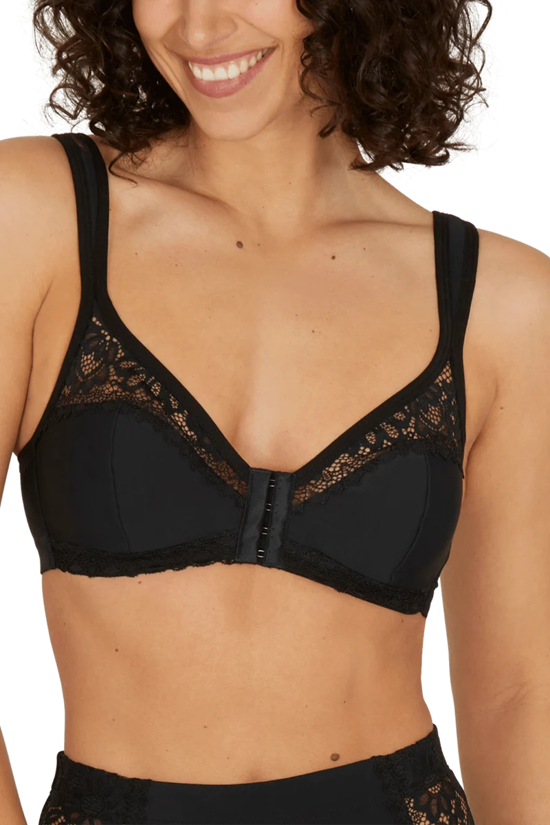Soutien-gorge sans armatures agrafage avant Well Allure L'Elégante - Noir