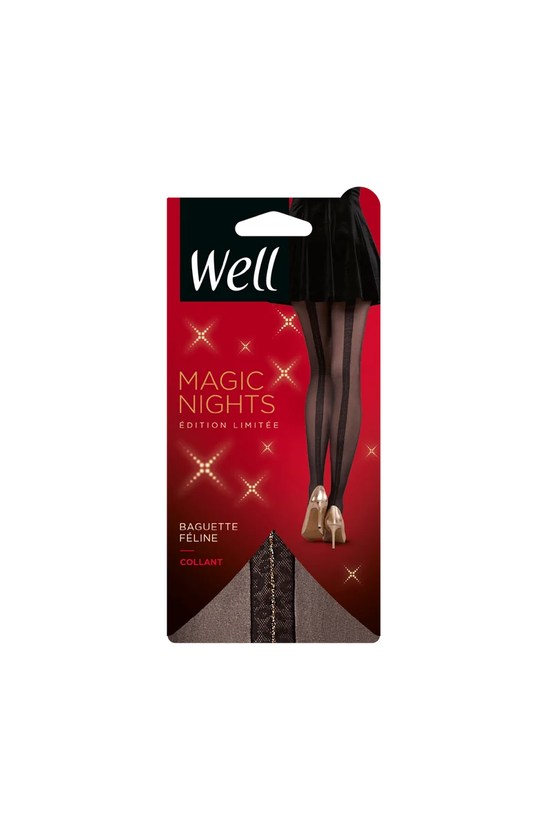 Collant Fantaisie 25D Baguette Féline Magic Nights - Noir ébène