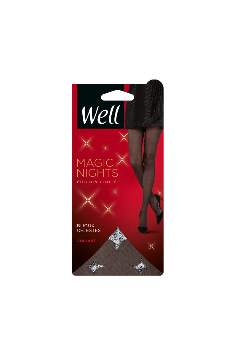Collant Fantaisie 25D Bijoux Célestes Magic Nights - Noir ébène