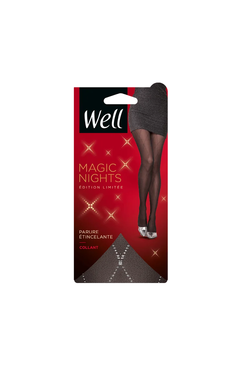 Collant Fantaisie 25D Parure Etincelante Magic Nights - Noir ébène