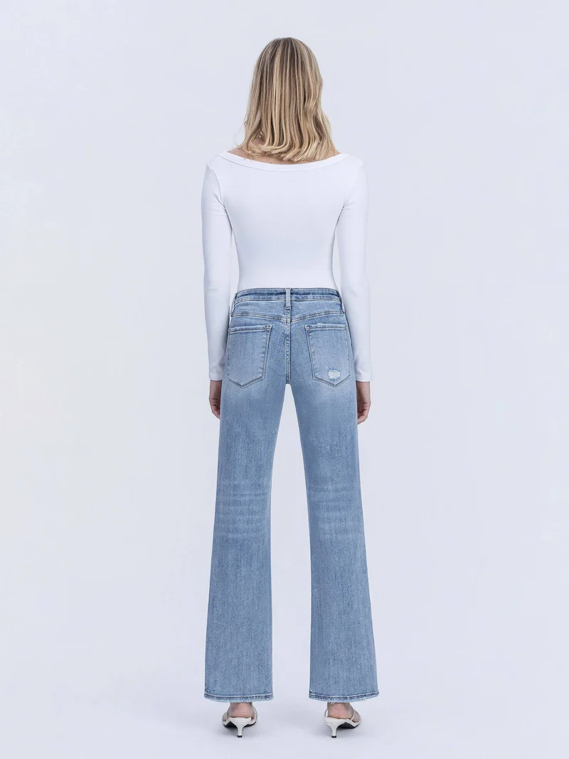 Mid Rise Slim Wide Leg