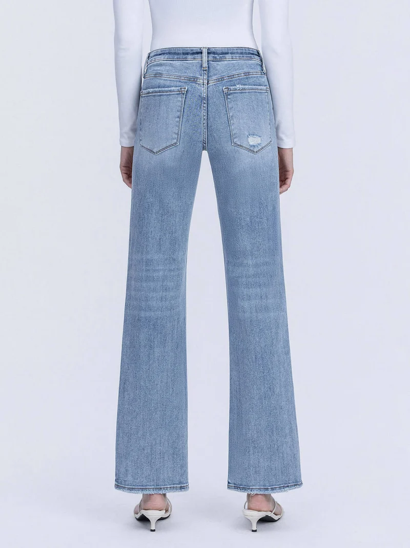 Mid Rise Slim Wide Leg
