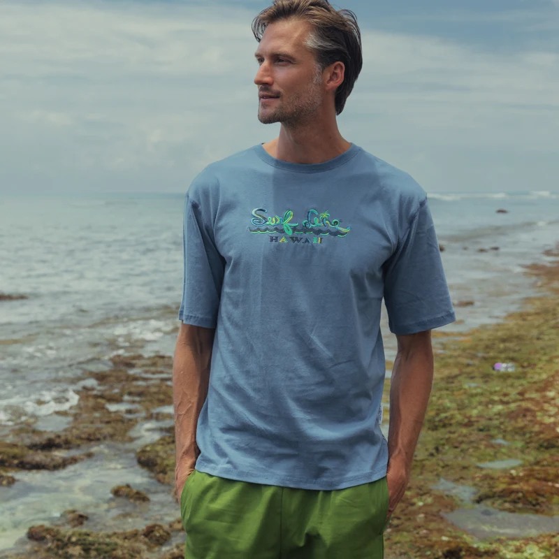 T-shirt brodé Hawaii Solid Surf Line pour homme