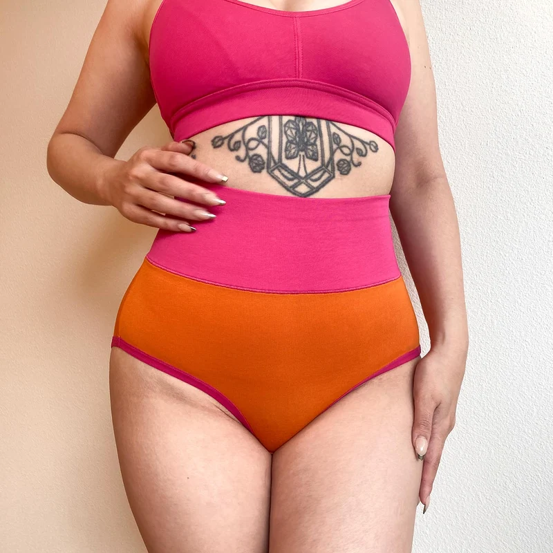 Organic Cotton Full Brief Duo Knickers - Papaya & Barbara