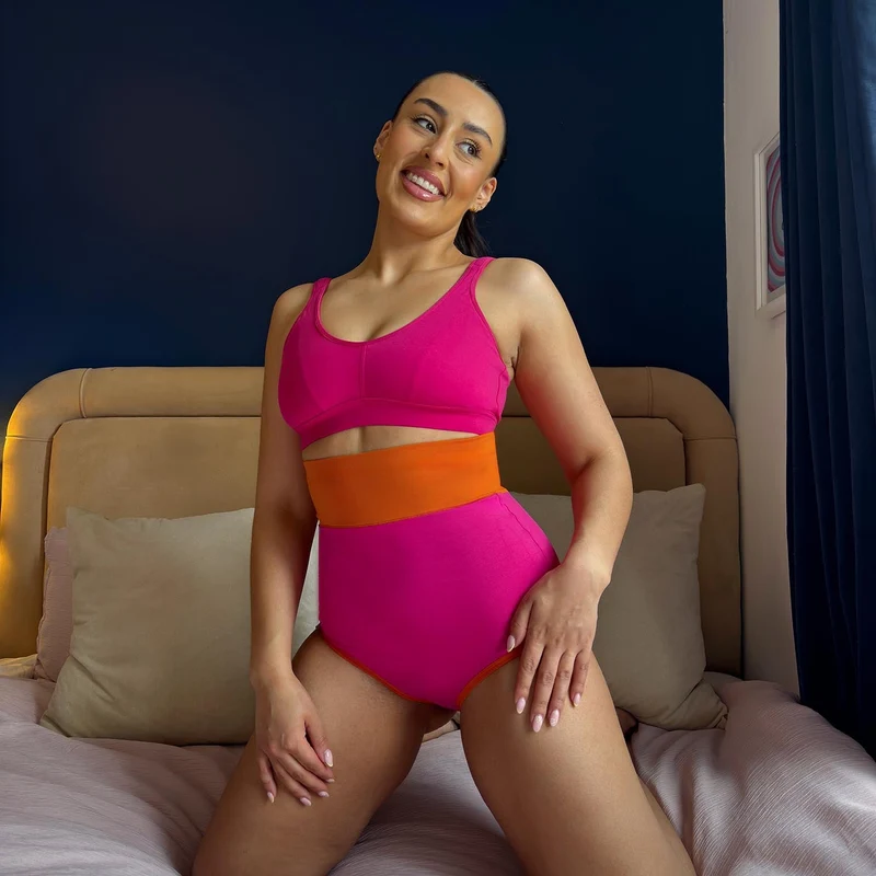 Organic Cotton Super High Waist Duo Knickers - Barbara & Papaya