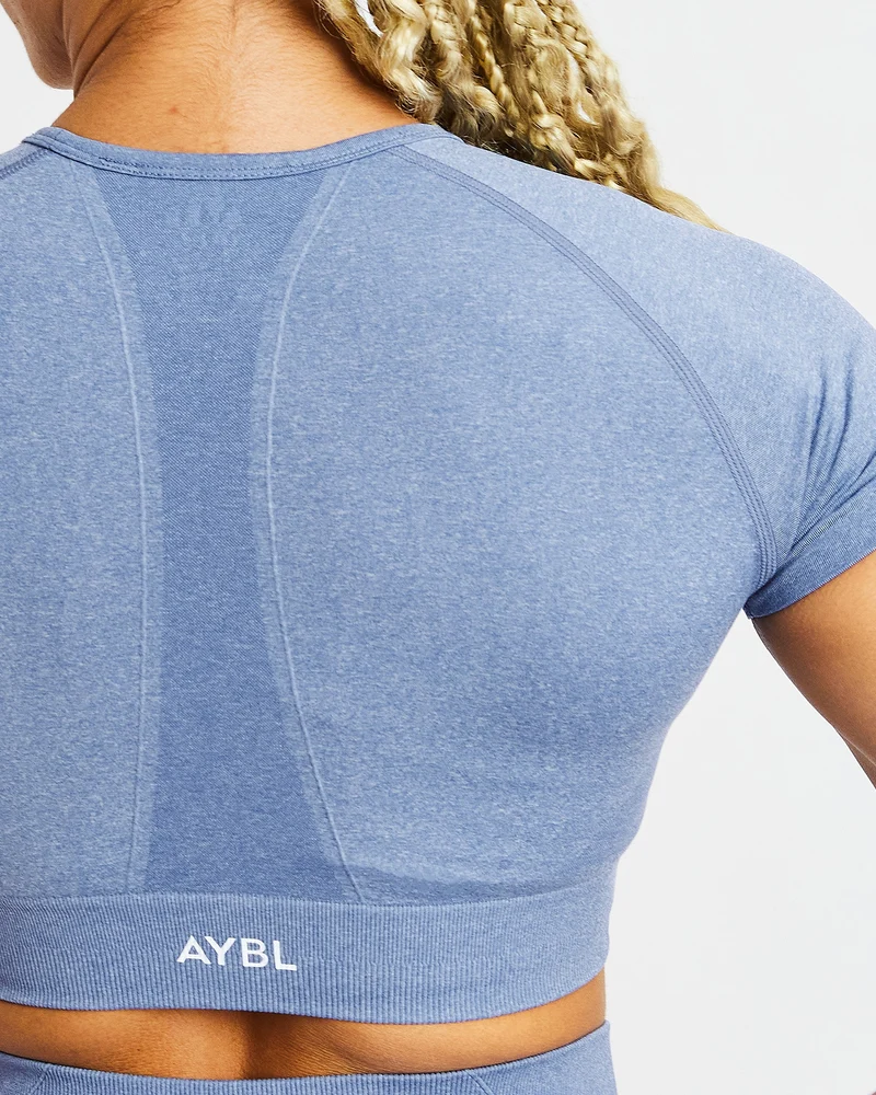 Empower Seamless Crop Top - Bleu Marl