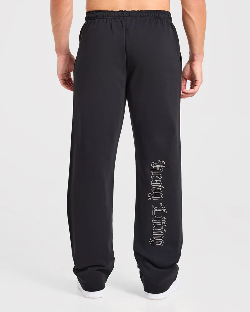 Heavy Lifting Gothic Oversized Straight Leg Joggers - Noir/Blanc